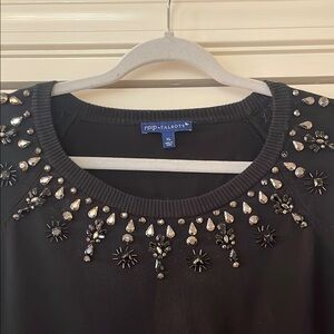 Talbots RSVP Black Embellished Top